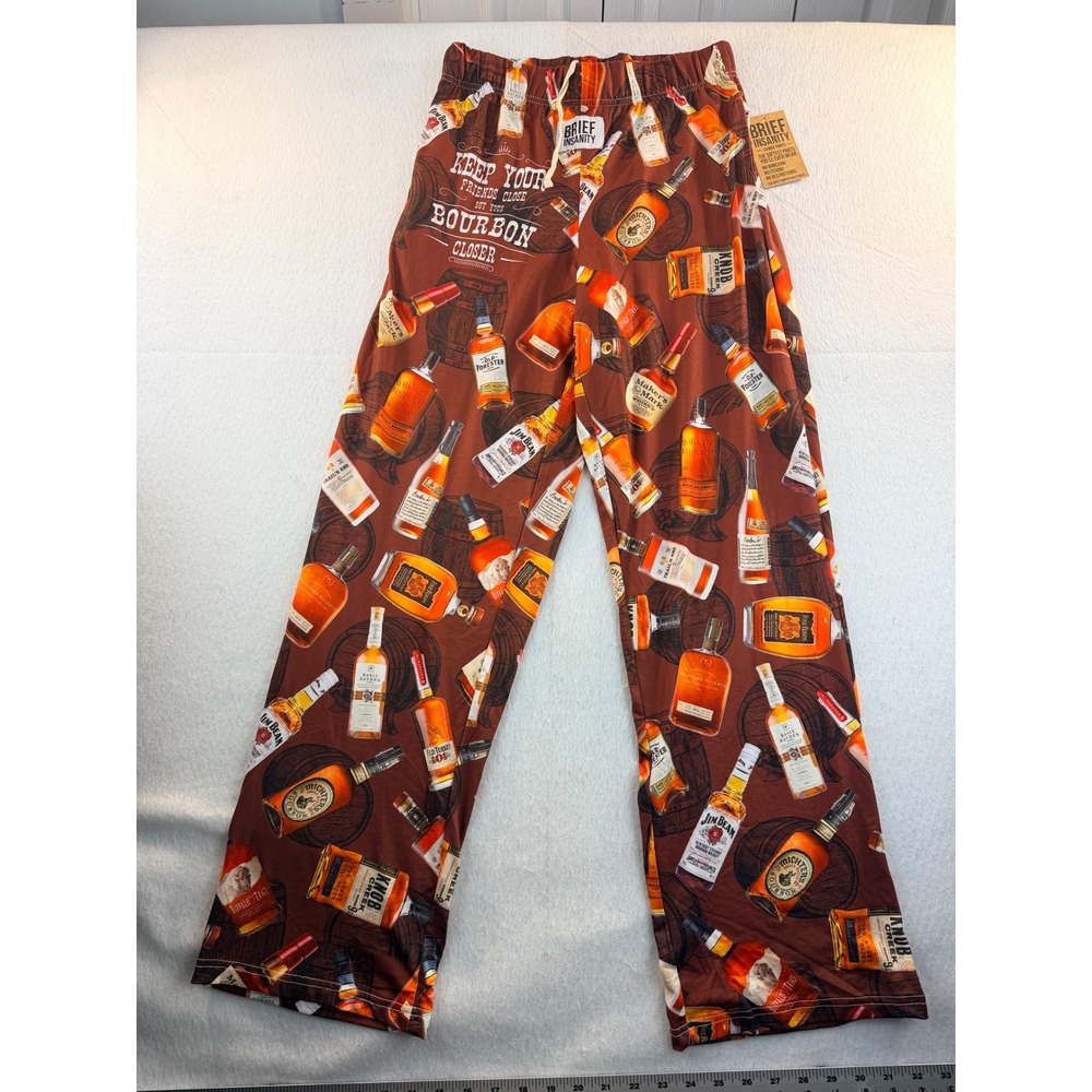 NWT Brief Insanity Men's Small Bourbon Whiskey Bottle Lounge Pajama Pants